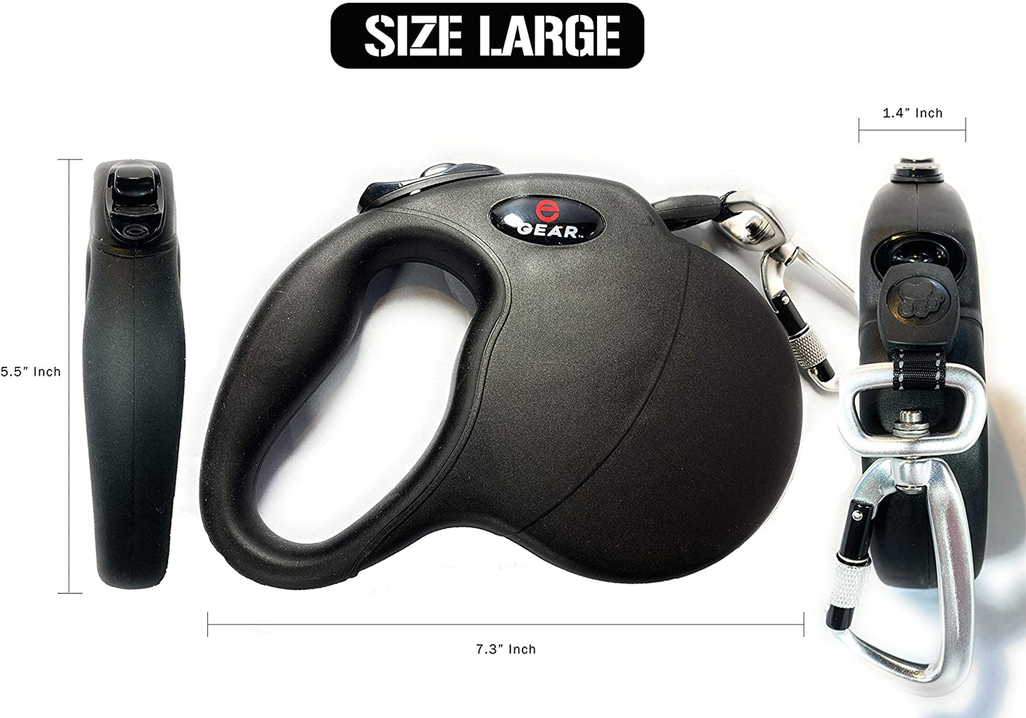 Enthusiast Gear Retractable Dog Leash with Locking Carabiner for Large and Medium Dogs