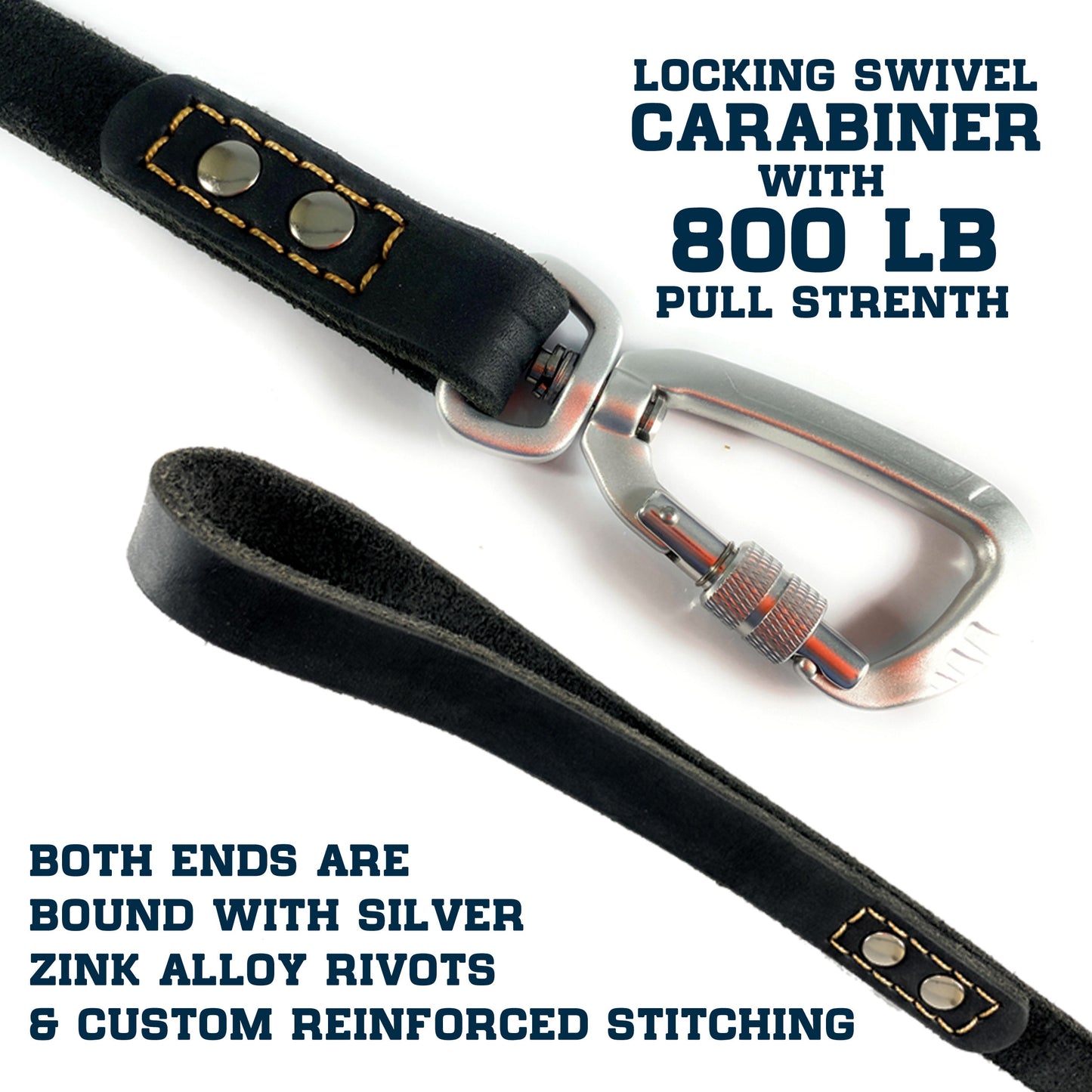 Enthusiast Gear Leather Dog Leash with Locking Carabiner | Strong and Soft Leash for Large and Medium Dogs | 6 Ft Long x ¾” Wide Genuine Leather