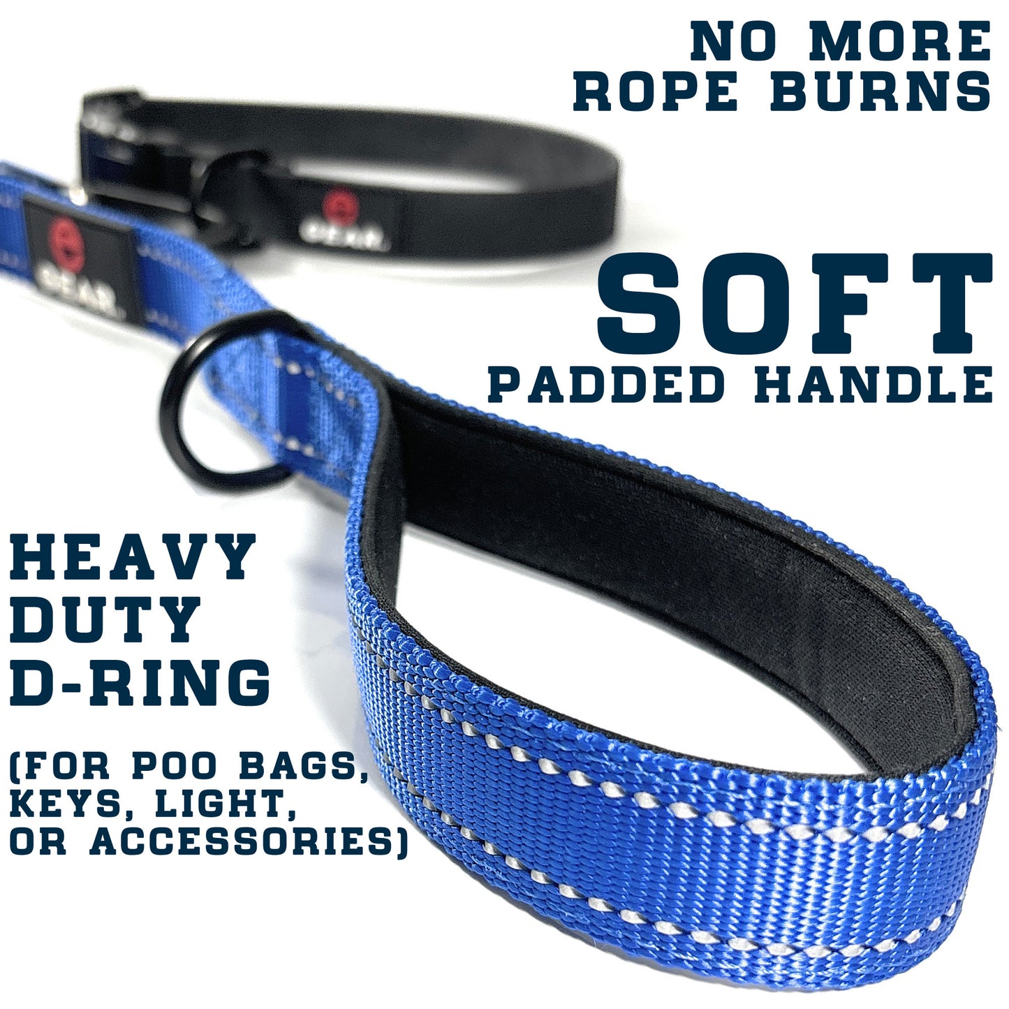 Enthusiast Gear Heavy Duty Nylon Dog Leash with Locking Carabiner for Large and Medium Breeds – Reflective Lead with Padded Handle - 4 Ft or 6 Ft Long