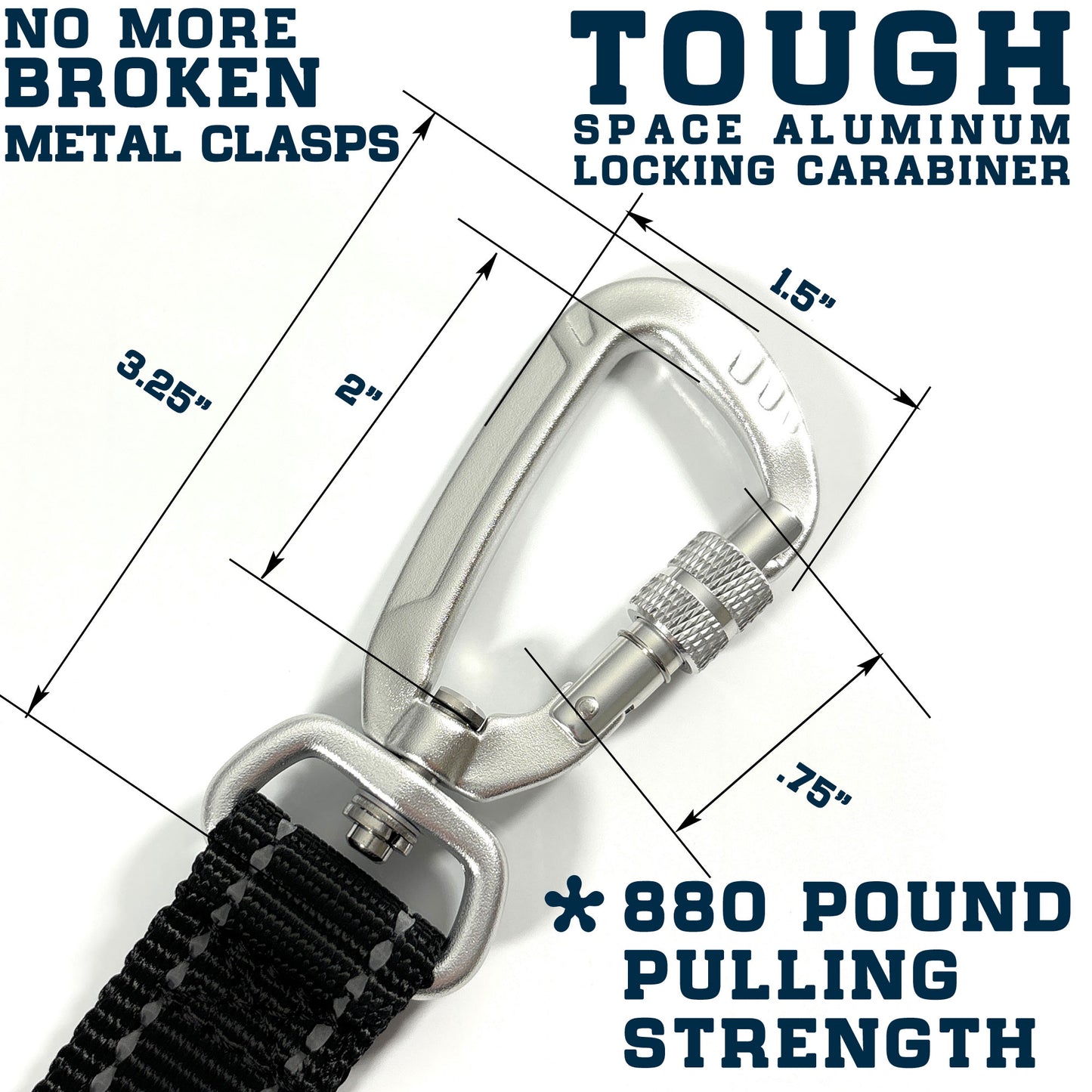 Enthusiast Gear Heavy Duty Nylon Dog Leash with Locking Carabiner for Large and Medium Breeds – Reflective Lead with Padded Handle - 4 Ft or 6 Ft Long