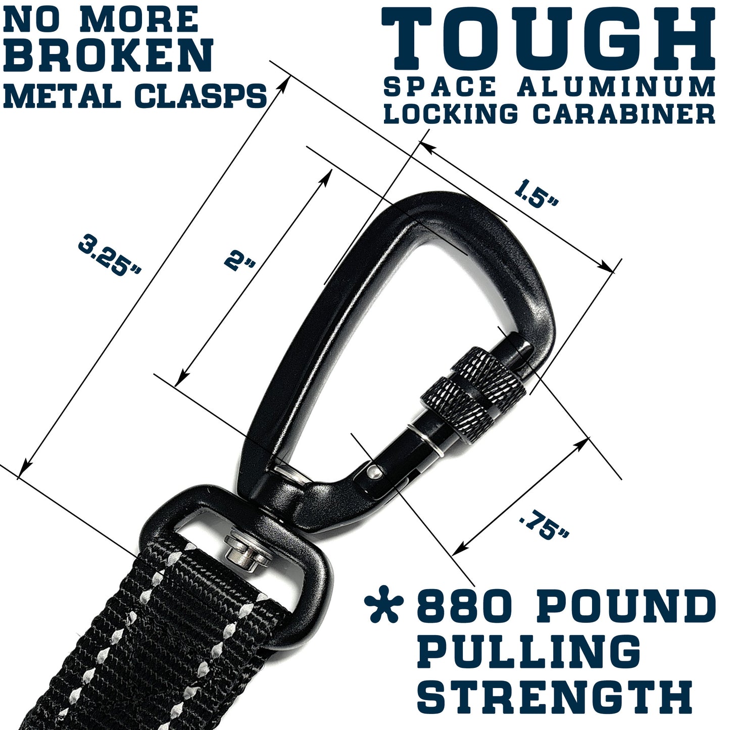 Enthusiast Gear Heavy Duty Nylon Dog Leash with Locking Carabiner for Large and Medium Breeds – Reflective Lead with Padded Handle - 4 Ft or 6 Ft Long