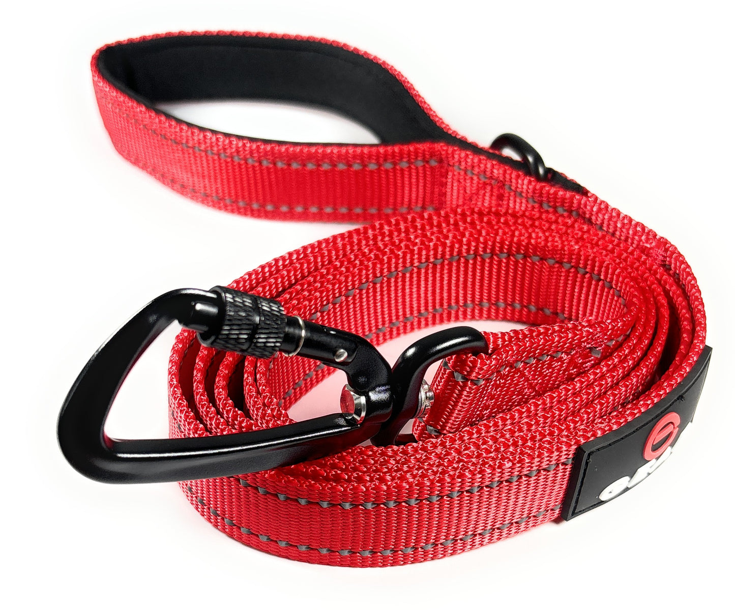 Enthusiast Gear Heavy Duty Nylon Dog Leash with Locking Carabiner for Large and Medium Breeds – Reflective Lead with Padded Handle - 4 Ft or 6 Ft Long