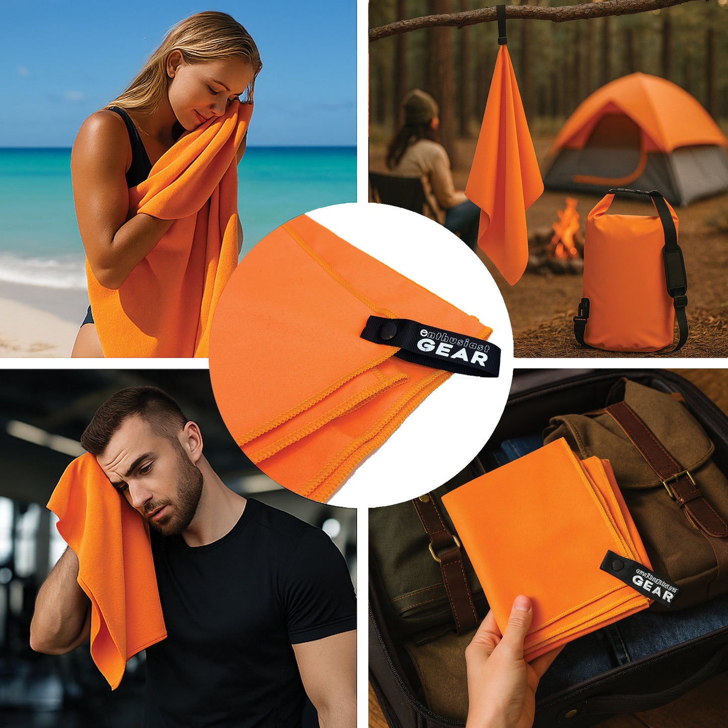 Enthusiast Gear Waterproof Dry Bag 15L with Free Quick Dry Microfiber Towel – Floating Roll Top Dry Sack for Kayaking, Boating, Camping & Beach Adventures