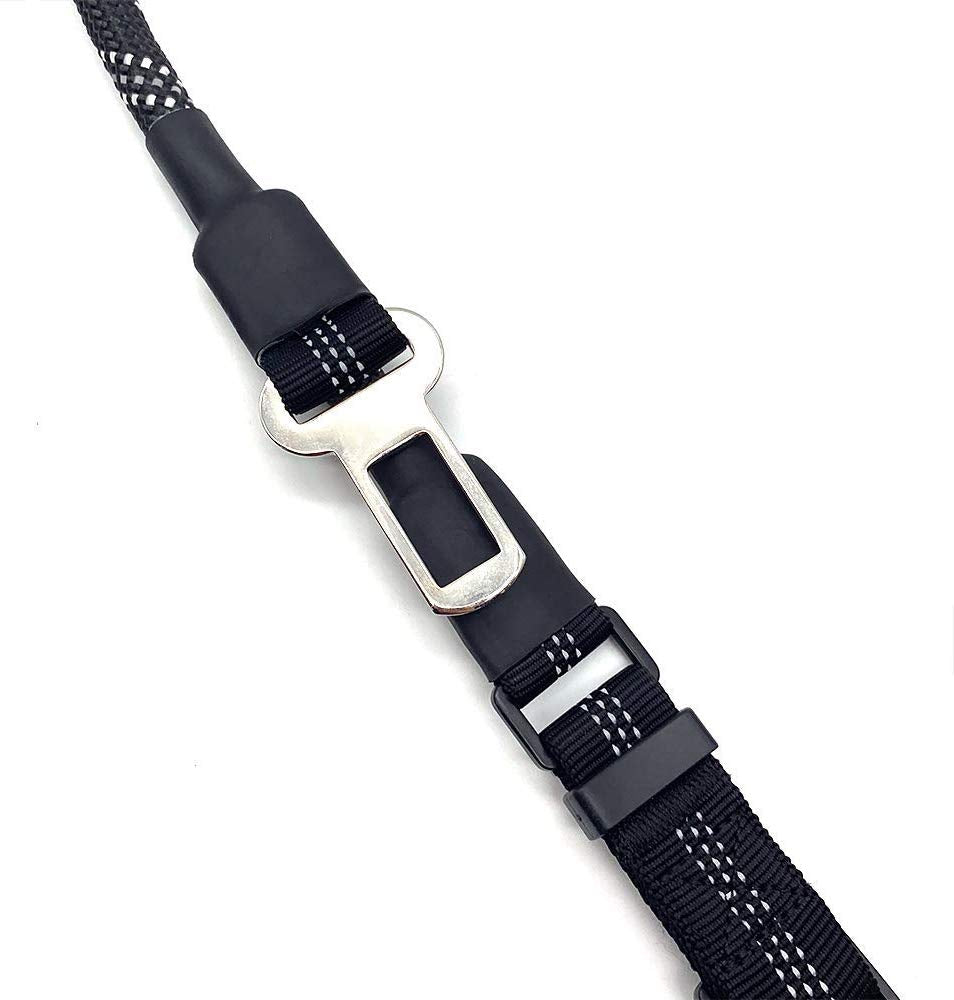 Enthusiast Gear Climbing Rope Dog Seat Belt Leash with Locking Carabiner for Large and Medium Breeds
