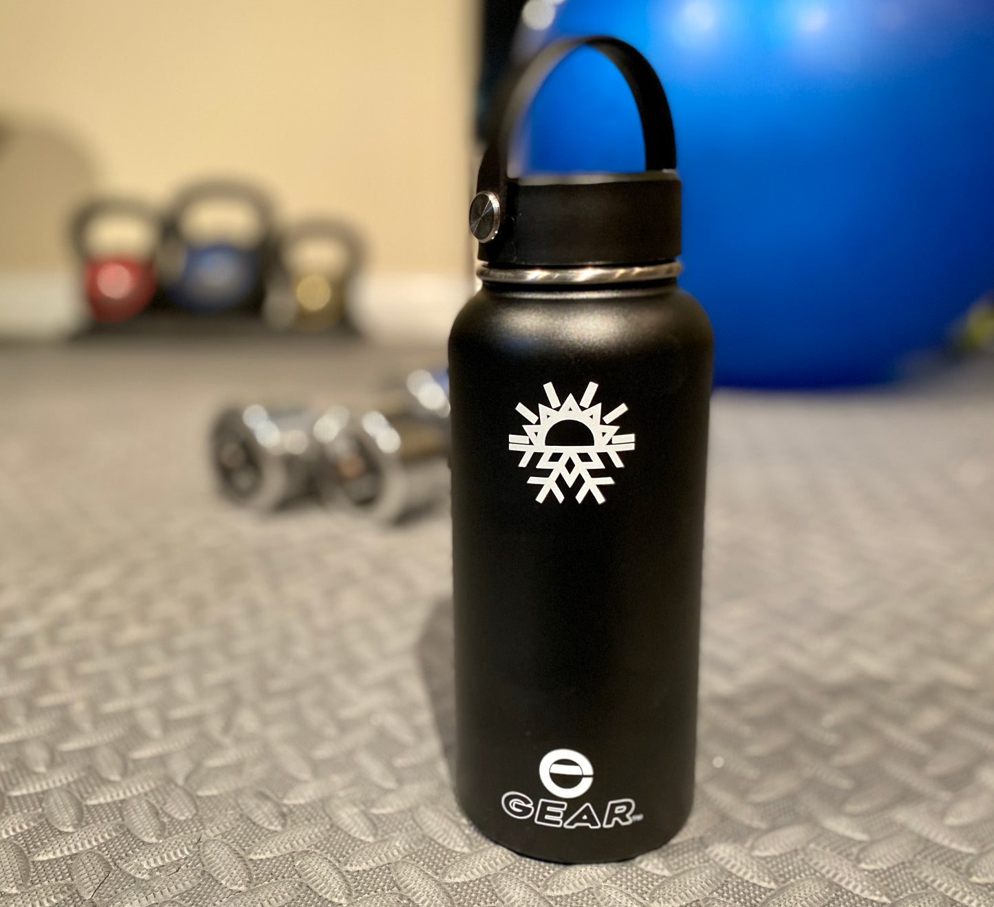 Enthusiast Gear 32 oz Wide Mouth Water Bottle - Stainless Steel, Vacuum Insulated, Reusable Water Bottle with Flex Handle