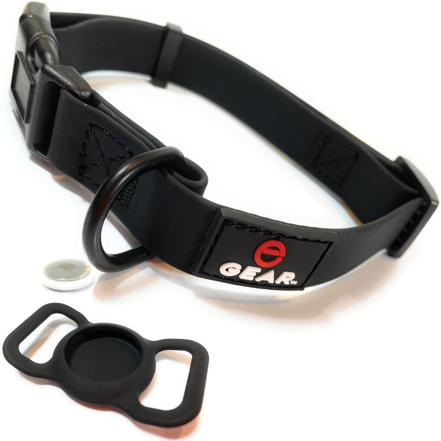 Enthusiast Gear AirTag Dog Collar – Weatherproof – Waterproof Anti-Odor Adjustable PVC Pet Collar with Protective Silicone Apple Air Tag Holder