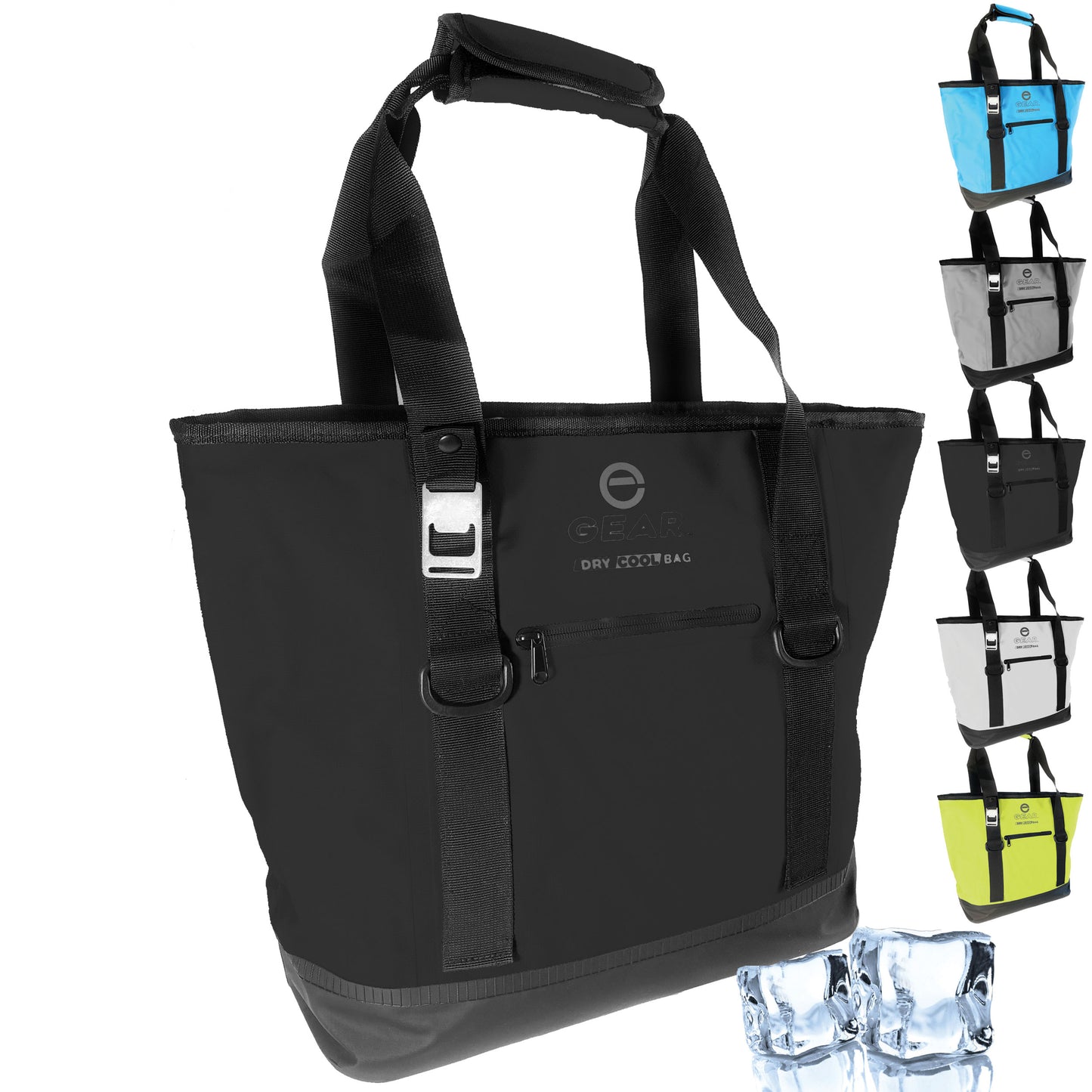 Enthusiast Gear Dry Bag Cooler Tote – Collapsible, waterproof, with Side Pocket - Perfect for Pool, Beach, Picnics, Grocery - 20 or 36 Cans