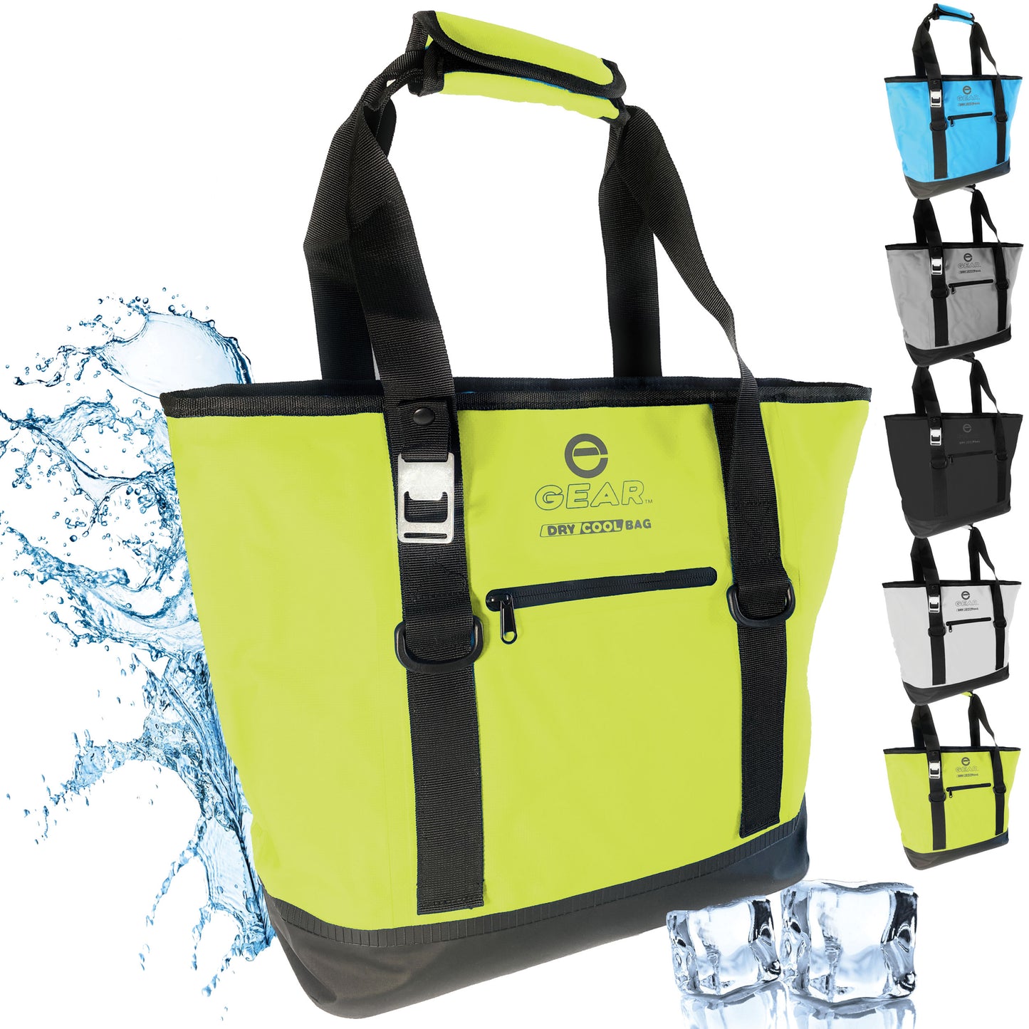 Enthusiast Gear Dry Bag Cooler Tote – Collapsible, waterproof, with Side Pocket - Perfect for Pool, Beach, Picnics, Grocery - 20 or 36 Cans