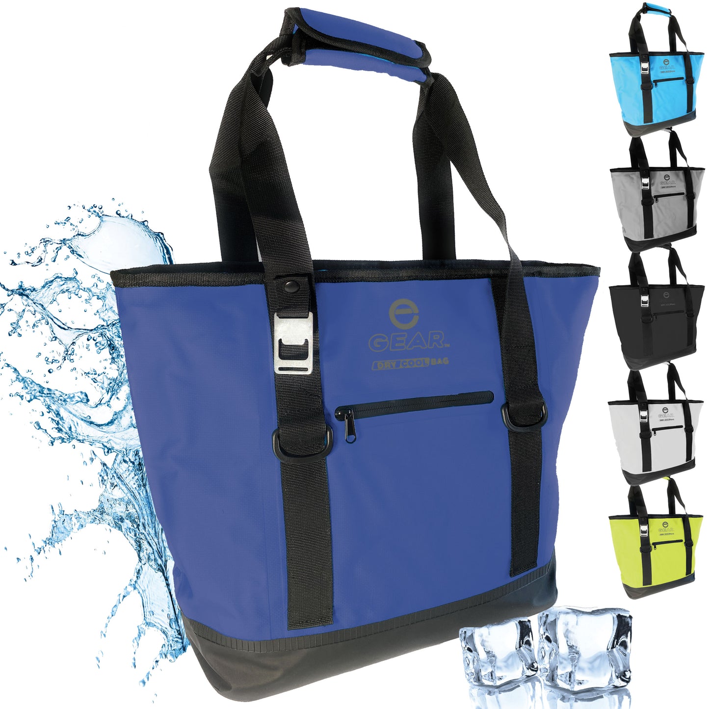 Enthusiast Gear Dry Bag Cooler Tote – Collapsible, waterproof, with Side Pocket - Perfect for Pool, Beach, Picnics, Grocery - 20 or 36 Cans