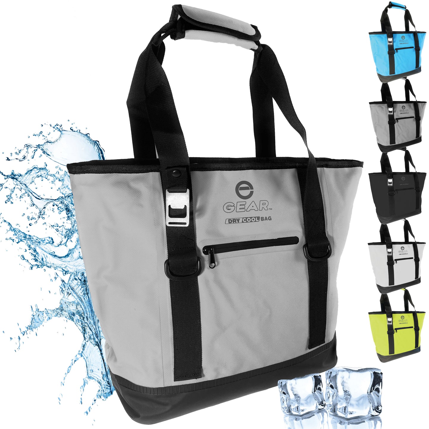 Enthusiast Gear Dry Bag Cooler Tote – Collapsible, waterproof, with Side Pocket - Perfect for Pool, Beach, Picnics, Grocery - 20 or 36 Cans