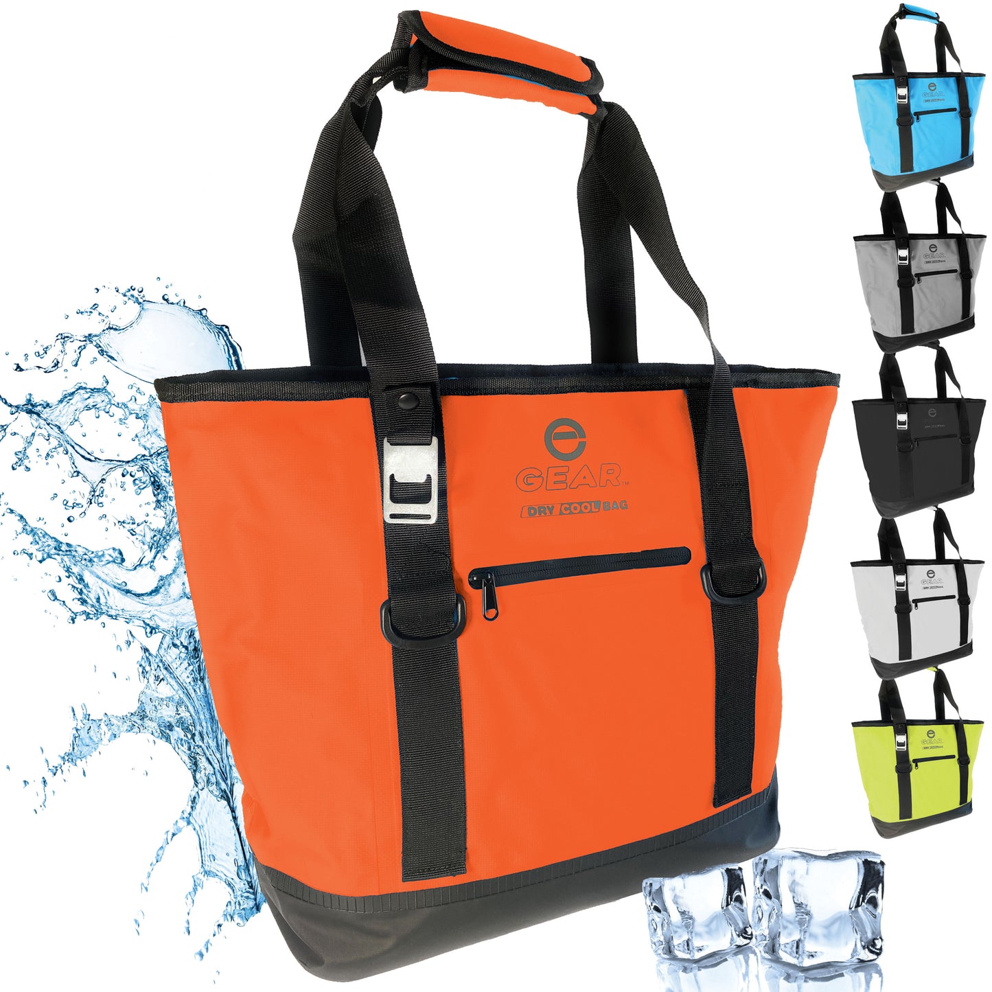 Enthusiast Gear Dry Bag Cooler Tote – Collapsible, waterproof, with Side Pocket - Perfect for Pool, Beach, Picnics, Grocery - 20 or 36 Cans