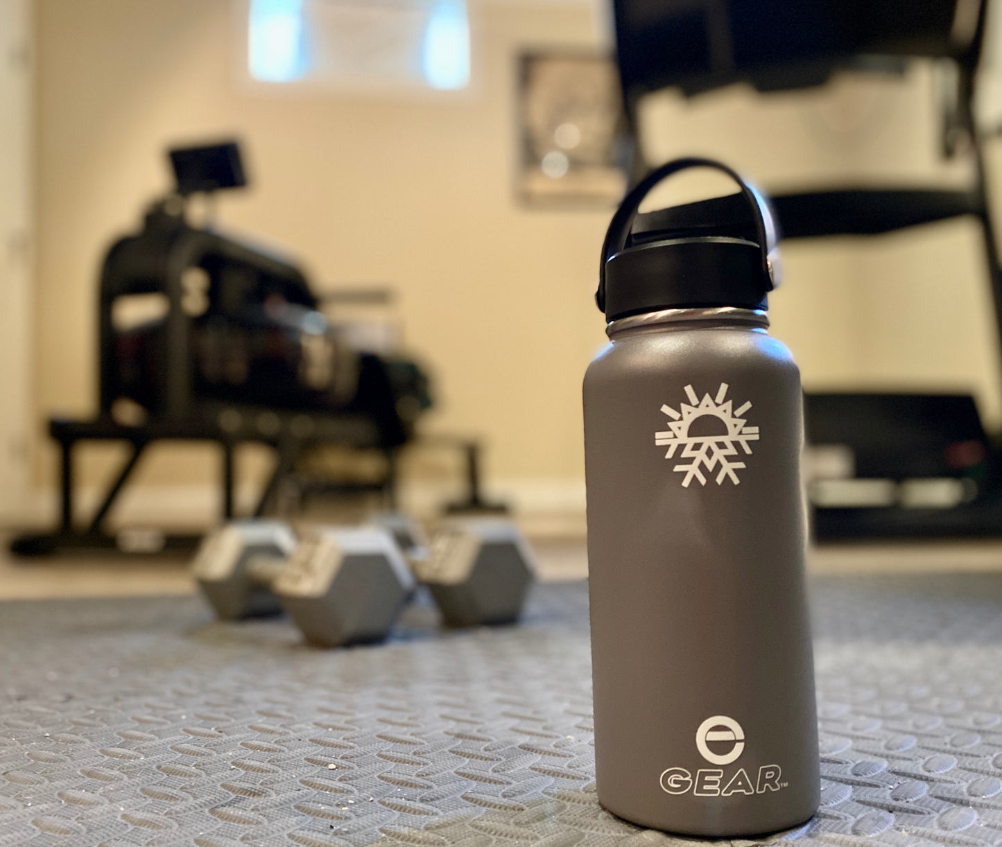 Enthusiast Gear 32 oz Wide Mouth Water Bottle - Stainless Steel, Vacuum Insulated, Reusable Water Bottle with Flex Handle