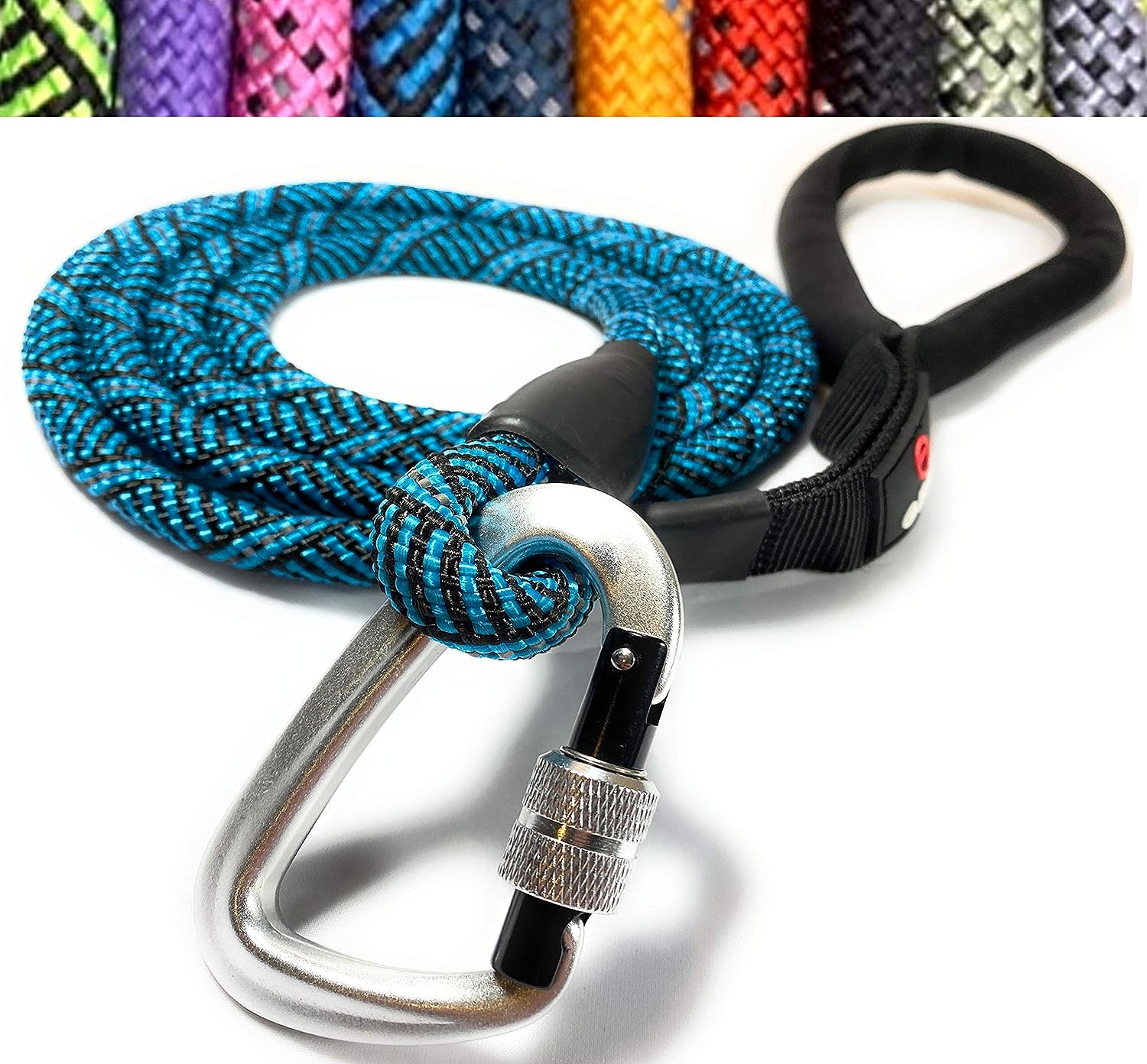 Climbing Rope Dog Leash with Locking Carabiner - Royal Blue
