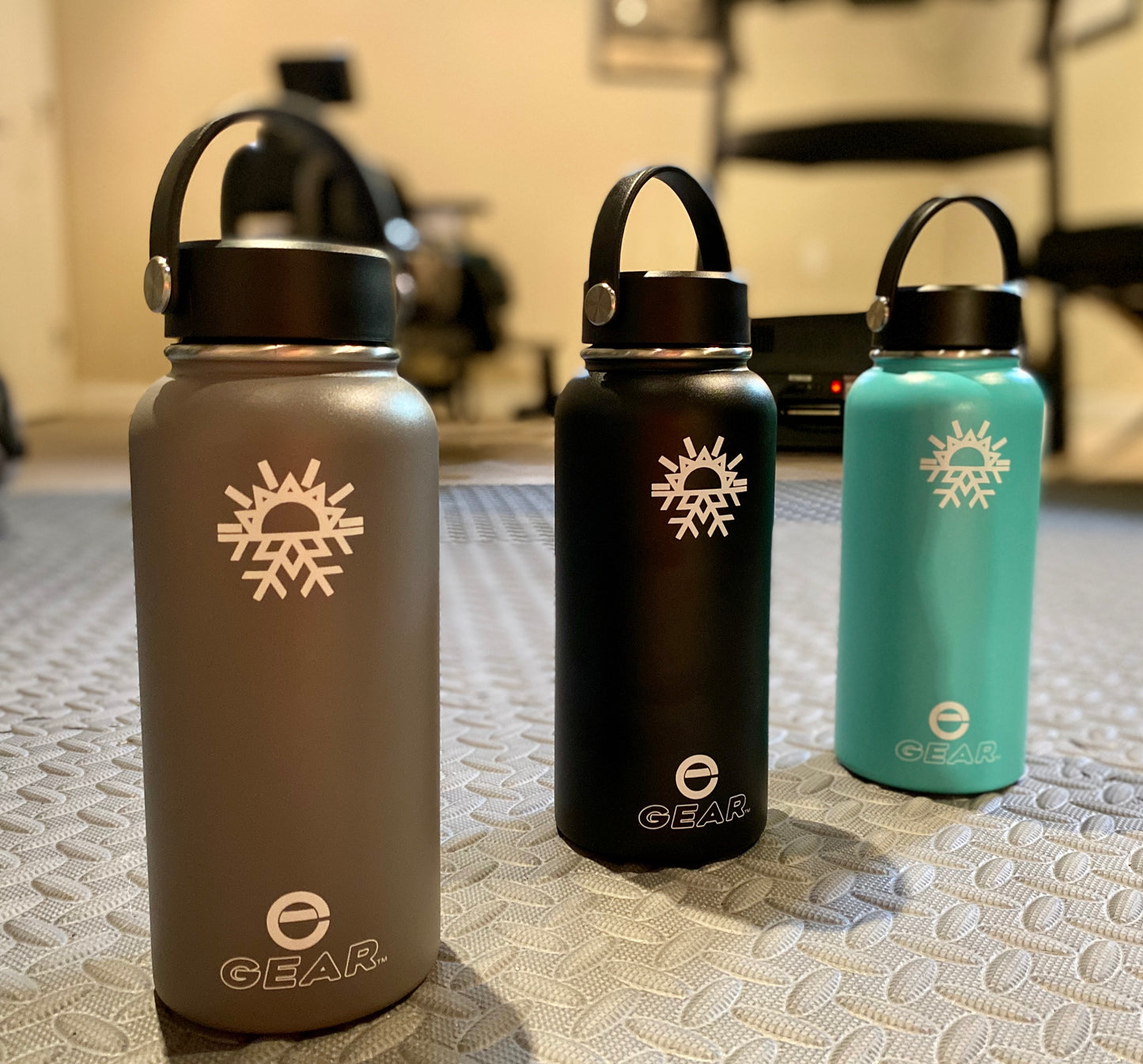 Enthusiast Gear 32 oz Wide Mouth Water Bottle - Stainless Steel, Vacuum Insulated, Reusable Water Bottle with Flex Handle