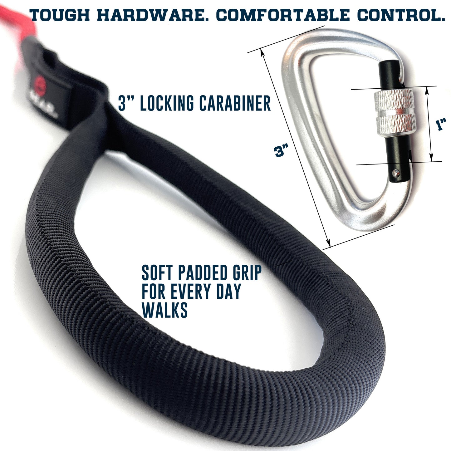 Heavy Duty Dog Leash with 1100LB Rated Locking Carabiner – 6FT Reflective Rope Leash for Large & Medium Dogs that Pull – Padded Handle