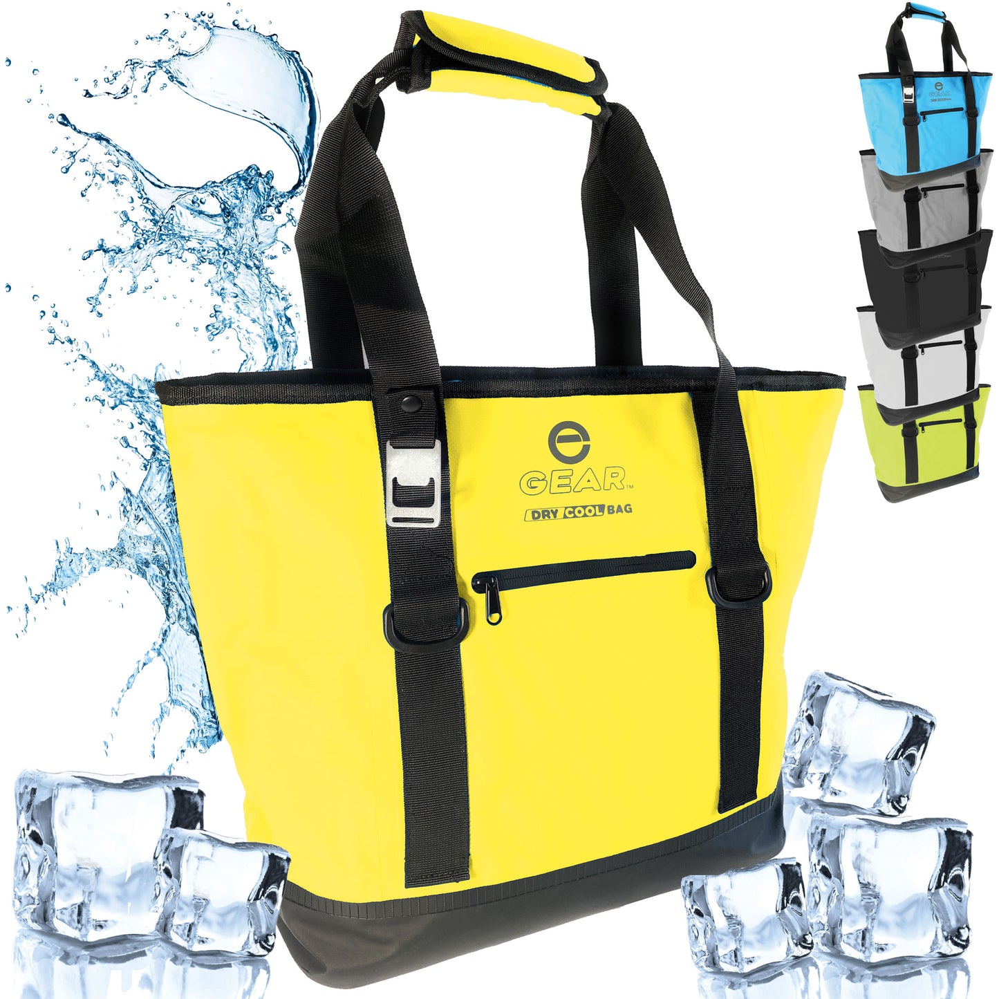 Enthusiast Gear Dry Bag Cooler Tote – Collapsible, waterproof, with Side Pocket - Perfect for Pool, Beach, Picnics, Grocery - 20 Cans
