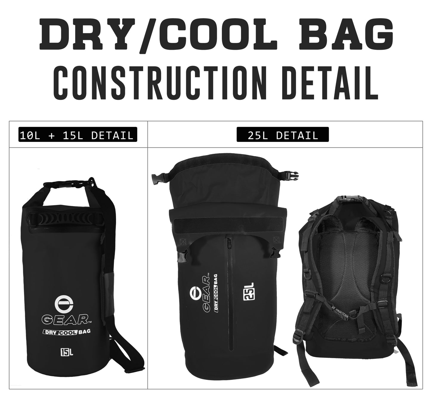 Dry Cool Bag - Construction Detail - Black
