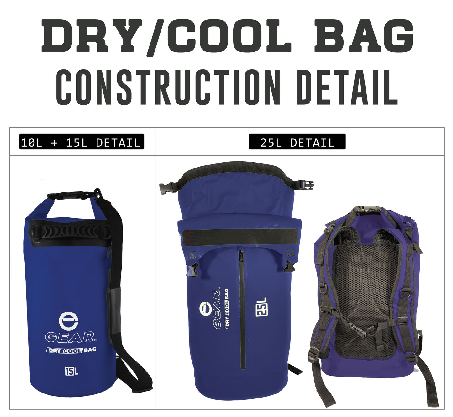 Dry Cool Bag - Construction Detail - Dark Blue