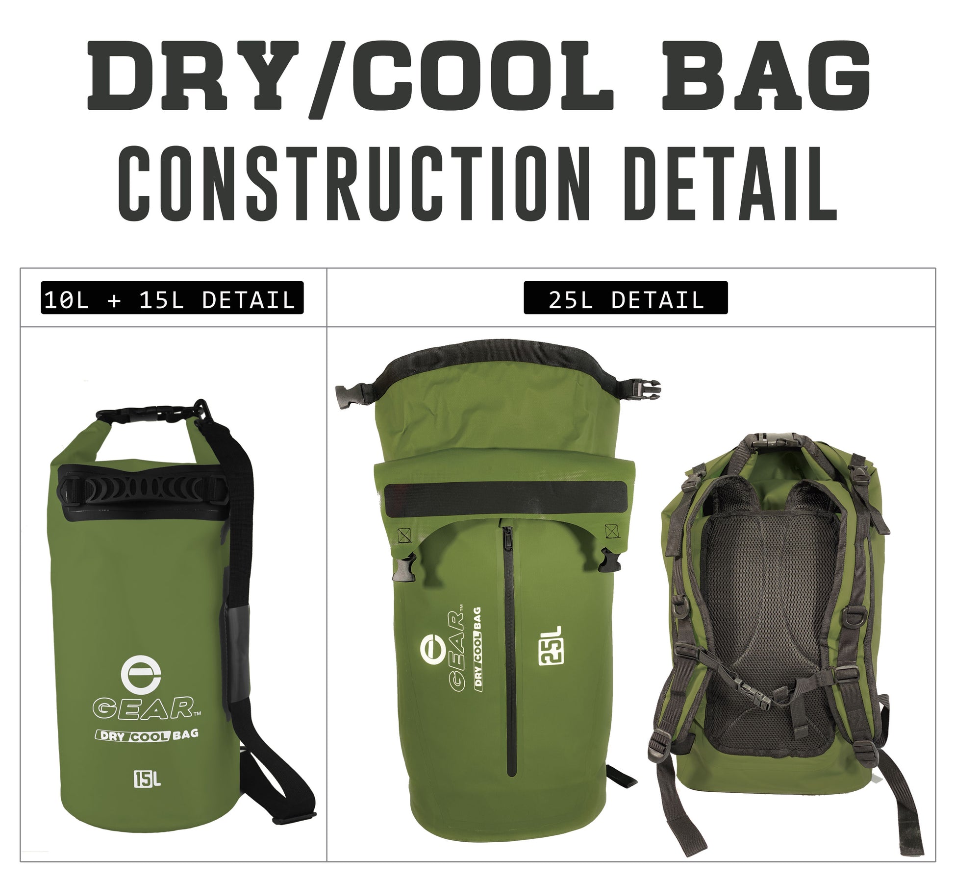 Dry Cool Bag - Construction Detail - Green