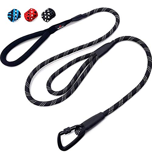 Enthusiast Gear Double Handle Rope Dog Leash with Locking Carabiner for Traffic Training Large and Medium Breeds (6' Foot)