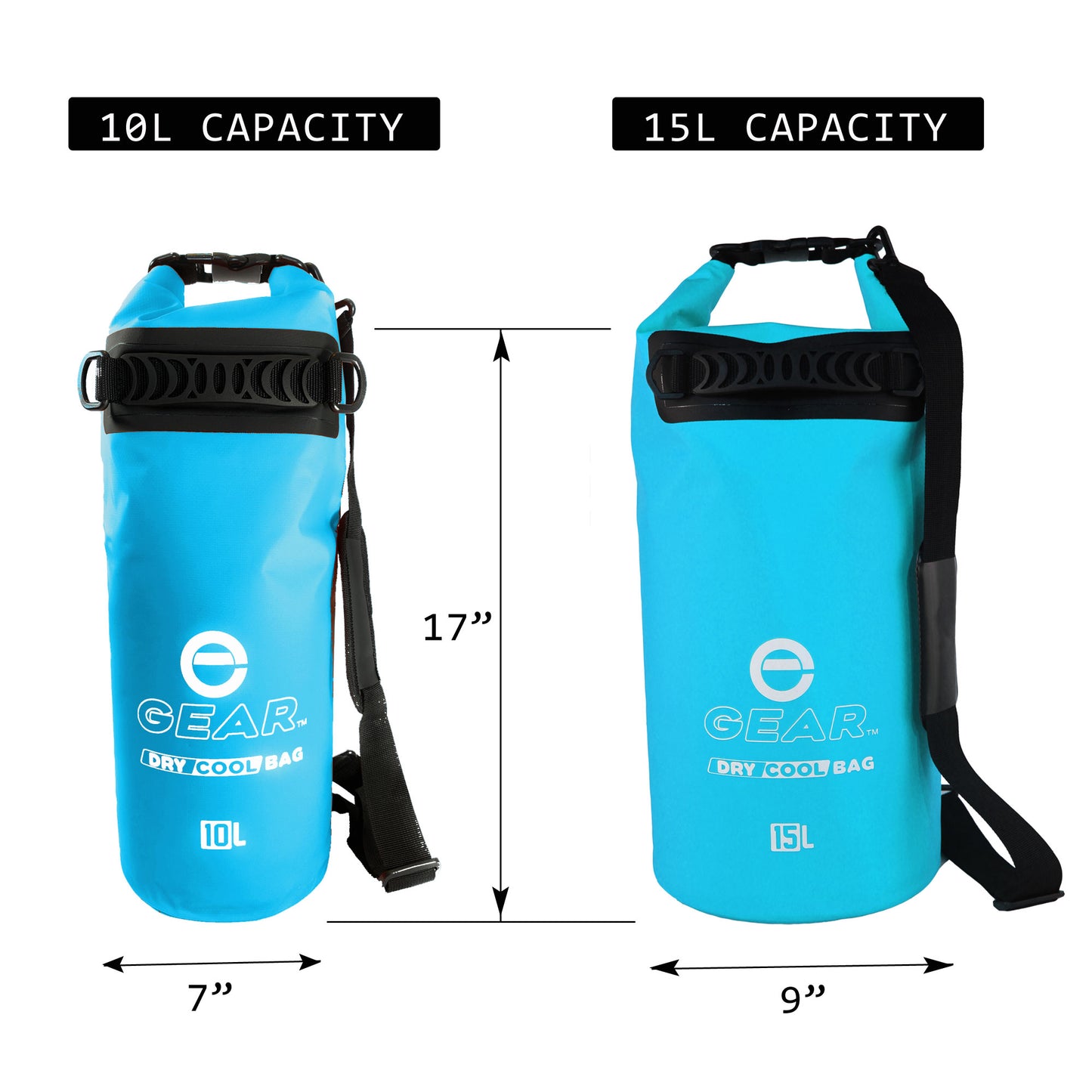 Dry Bag Cooler - 10L & 15L Capacity with Measurements