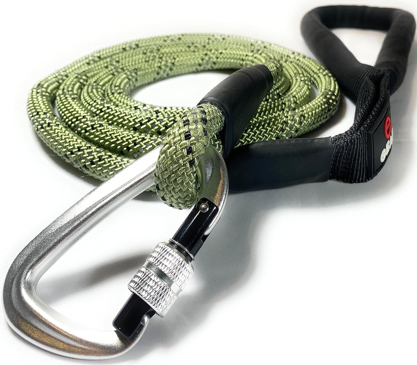 Climbing Rope Dog Leash with Locking Carabiner - Green