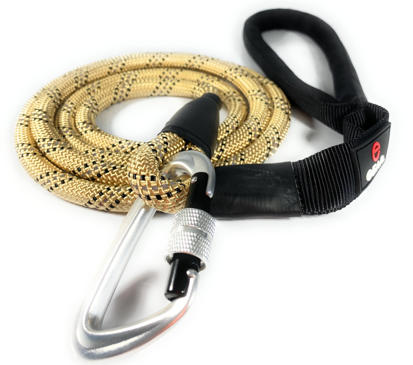 Climbing Rope Dog Leash with Locking Carabiner - Khaki