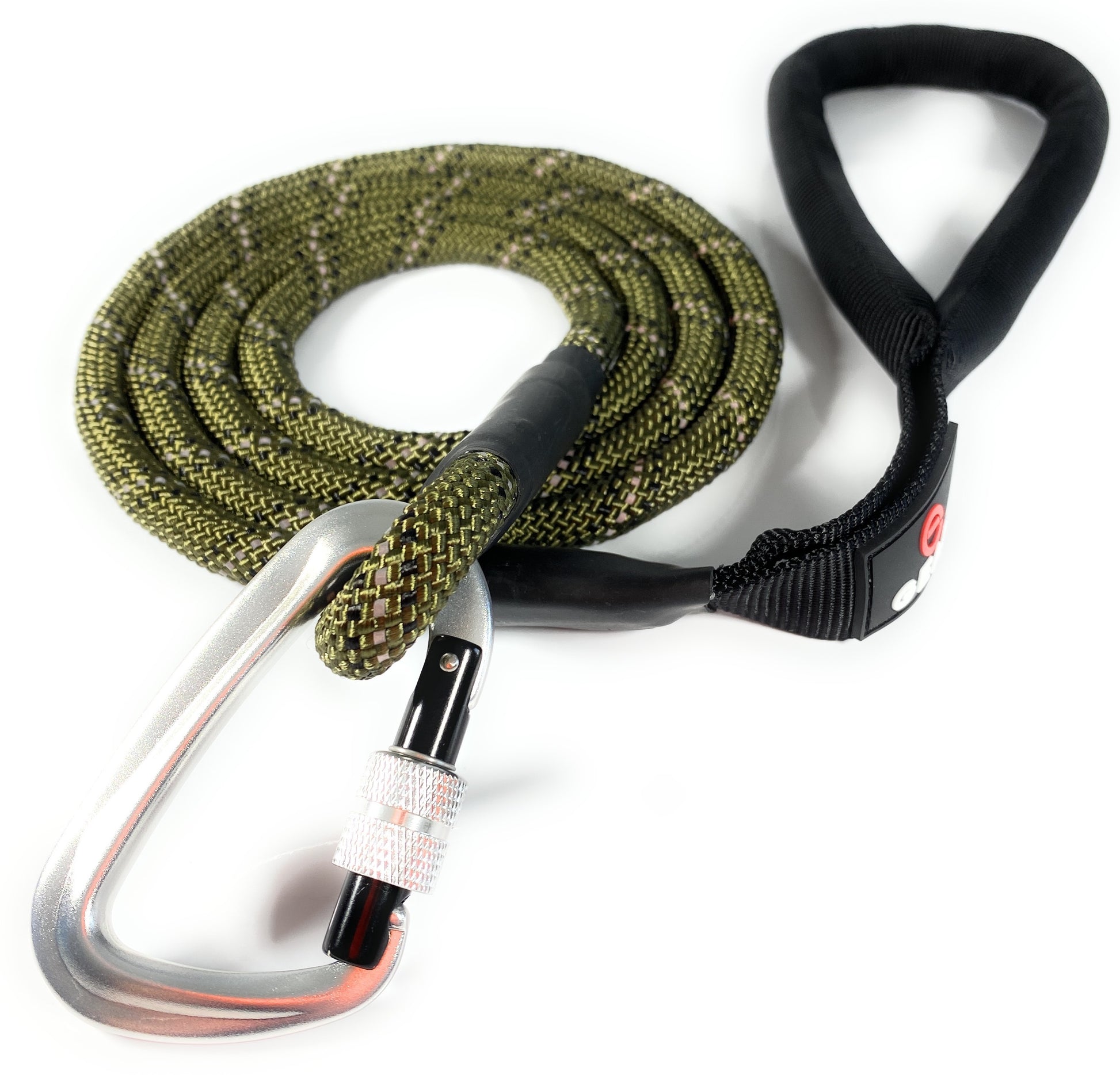 Climbing Rope Dog Leash with Locking Carabiner - Military Green