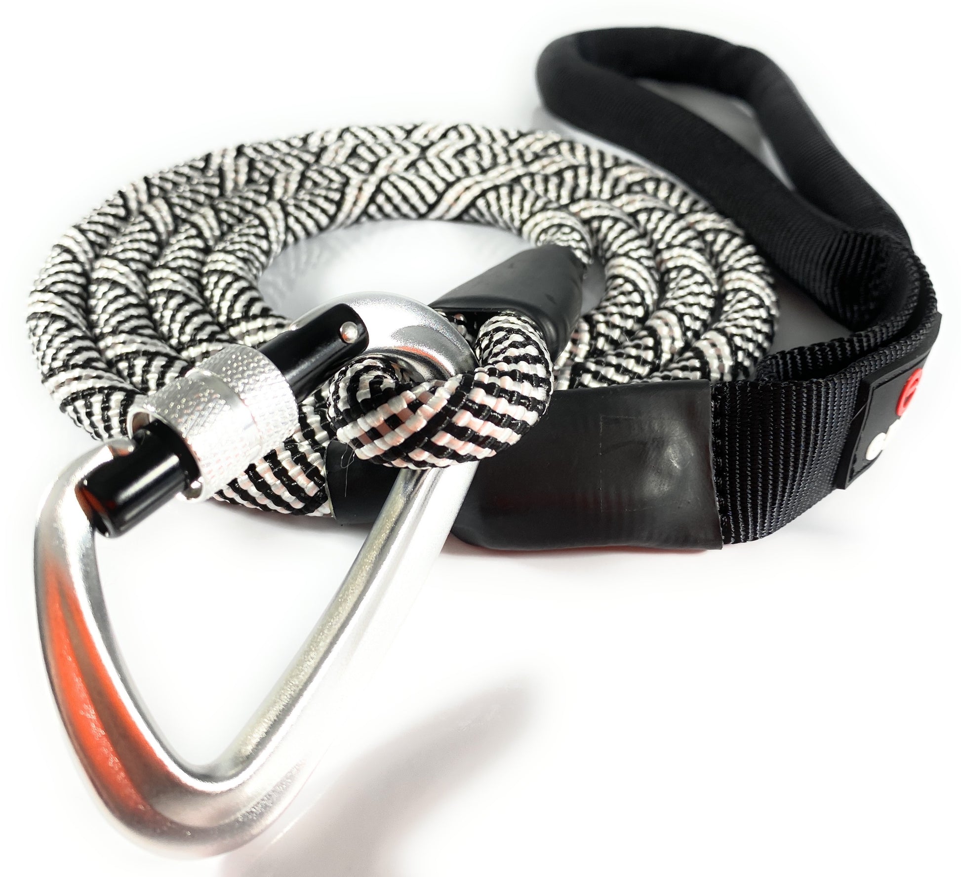 Climbing Rope Dog Leash with Locking Carabiner - White