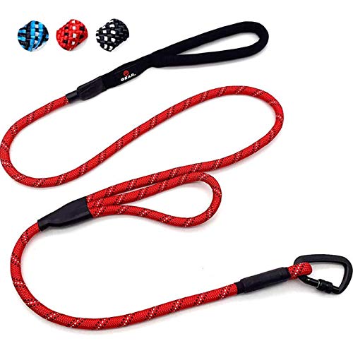 Enthusiast Gear Double Handle Rope Dog Leash with Locking Carabiner for Traffic Training Large and Medium Breeds (6' Foot)